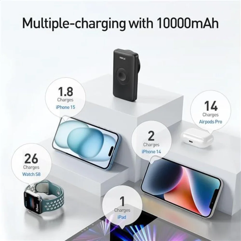 Magnetic Wireless Power Bank with iWatch Charger,10000mAh PD Fast Charging